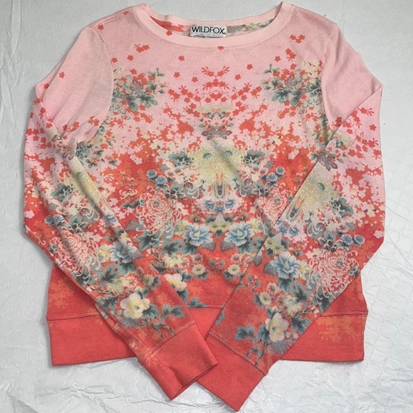 Wildfox Floral Geisha Jumper multicolor pink coral floral pullover sweater - Picture 5 of 12